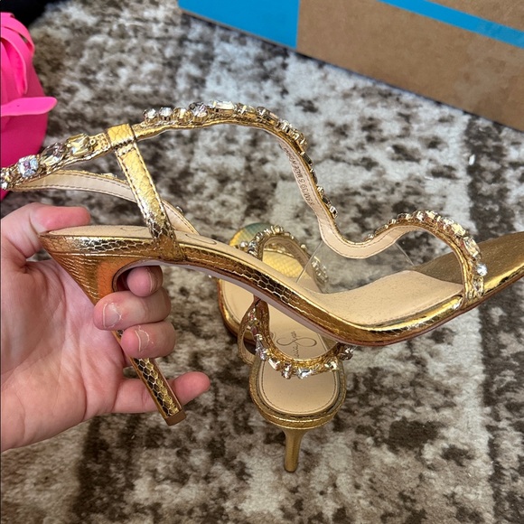 Jessica Simpson Gold Rhinestone Heels - Picture 7 of 11